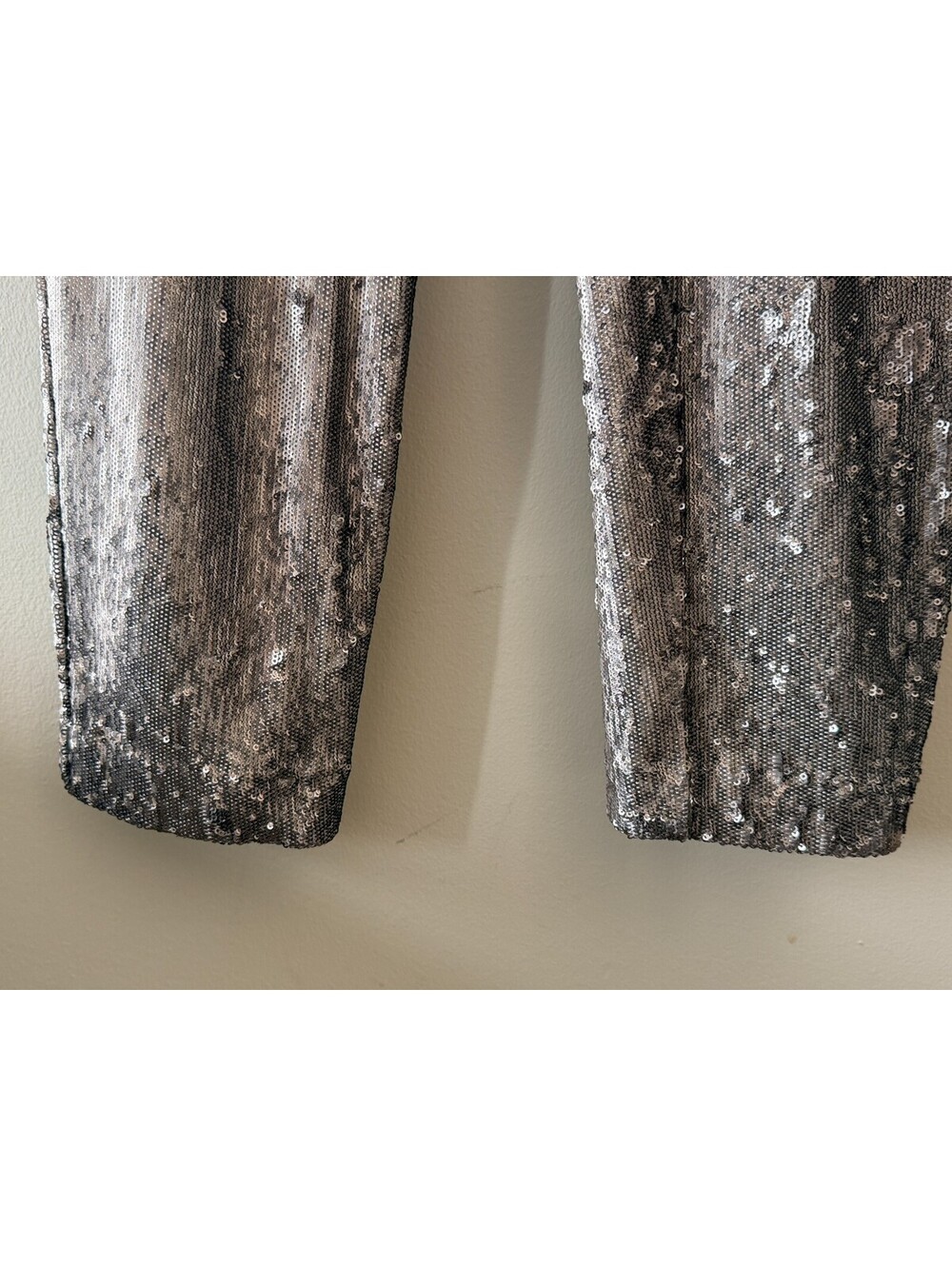 AllSaints Leigh Sequin Trousers Silver Sequin Straight Leg Pants 6 BNWT NEW - Picture 5 of 12